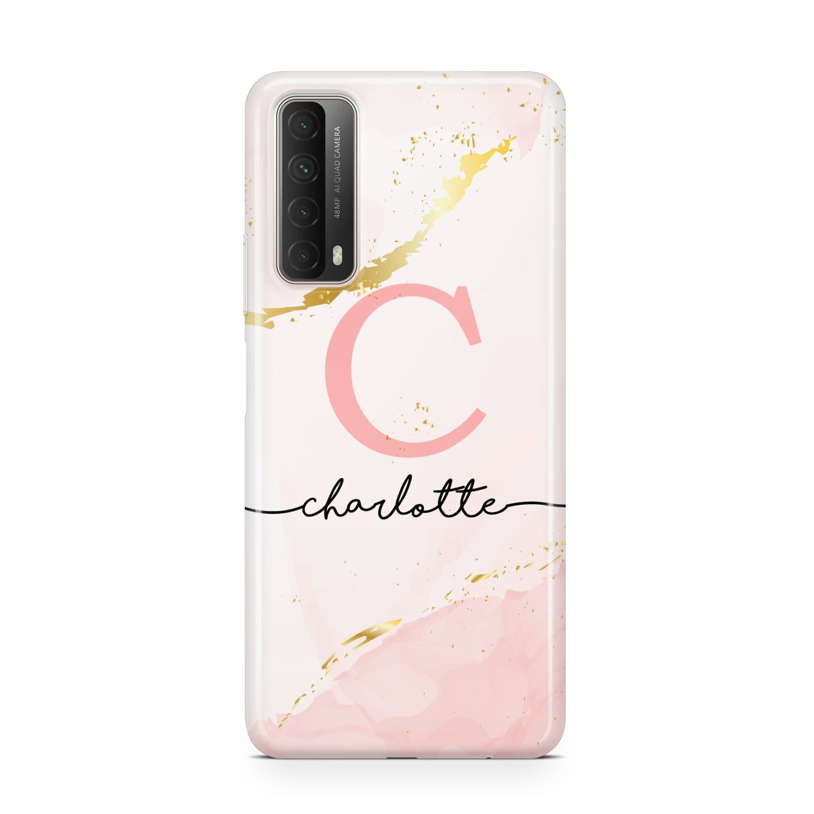 Initial Pink Gold Watercolour Custom Marble Huawei P Smart 2021