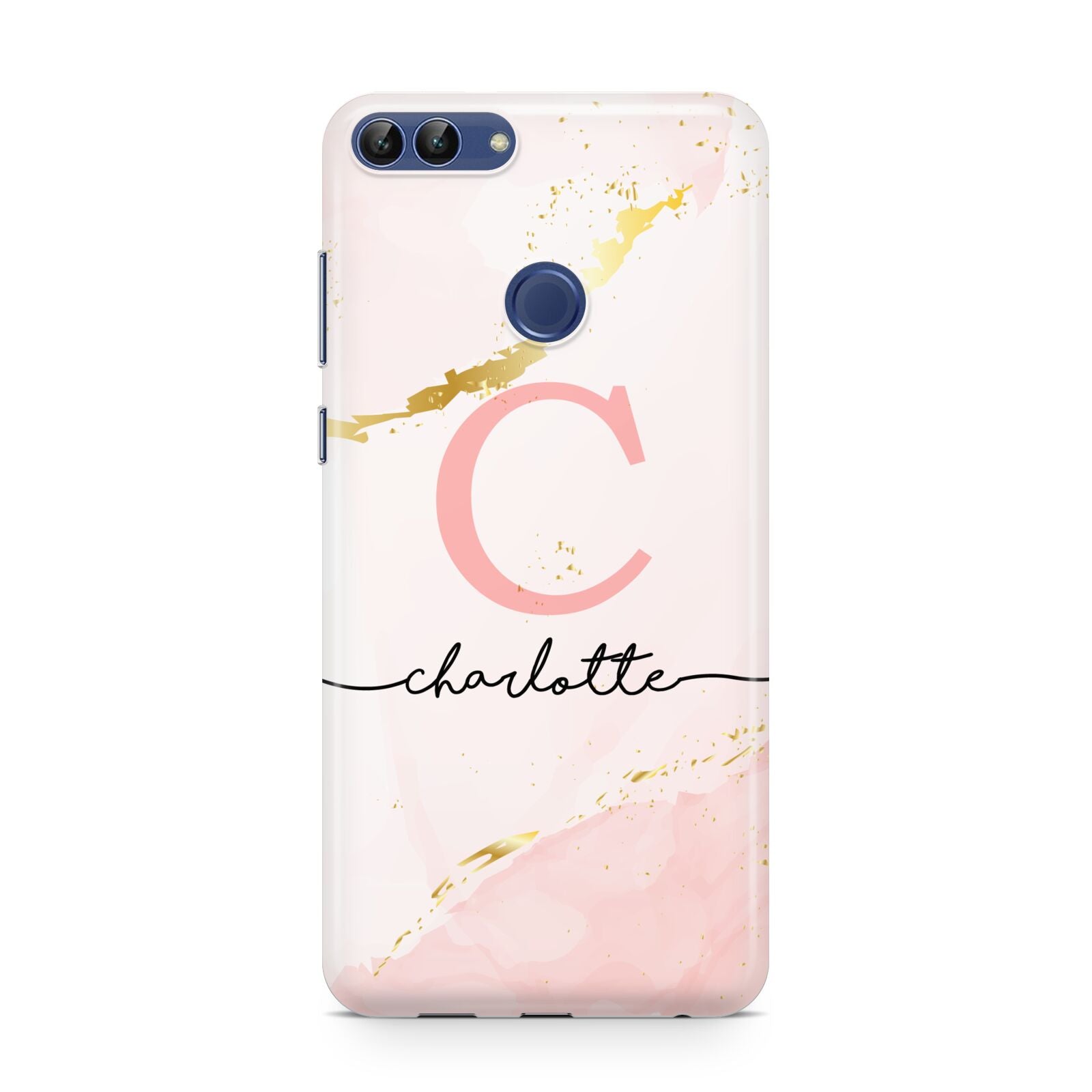 Initial Pink Gold Watercolour Custom Marble Huawei P Smart Case