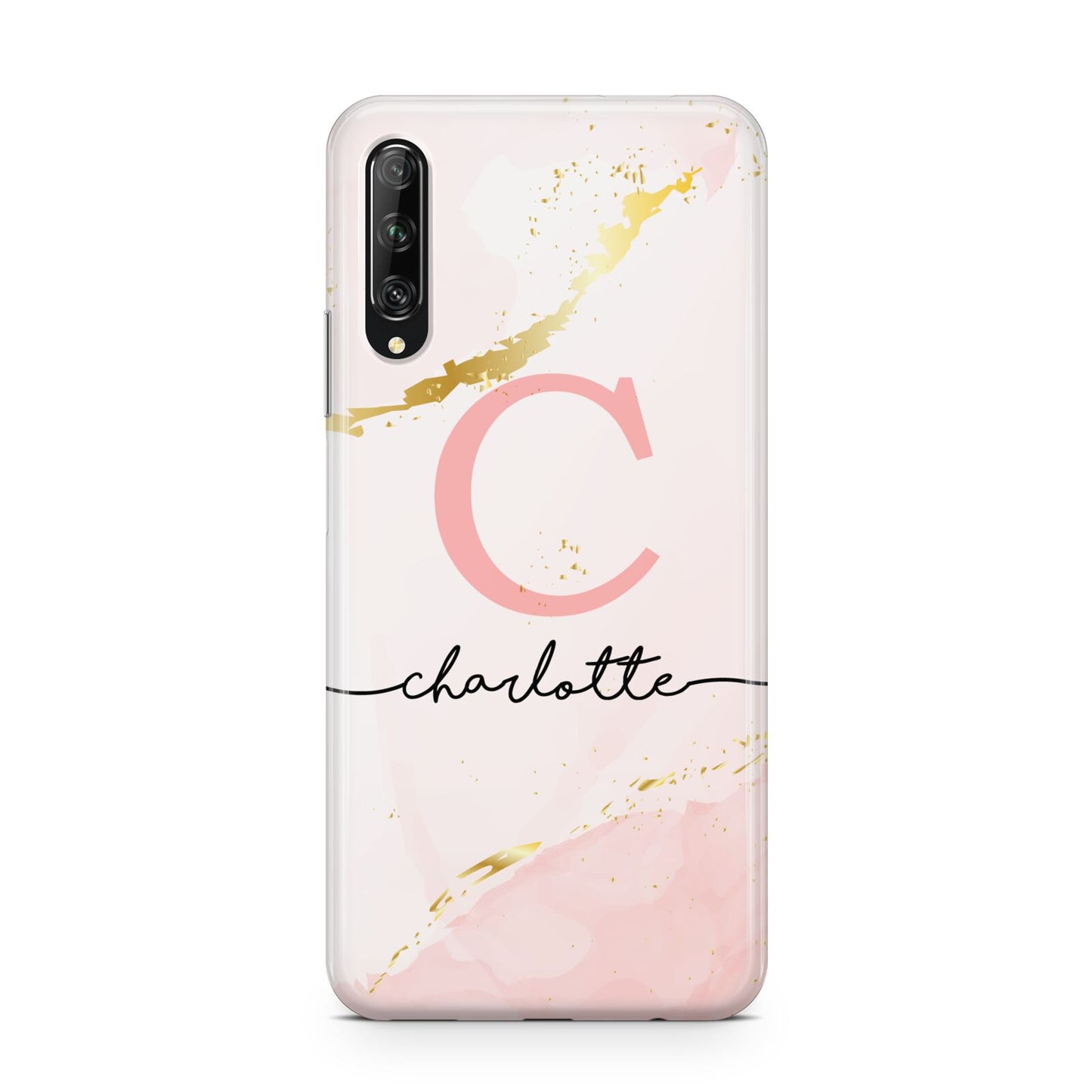 Initial Pink Gold Watercolour Custom Marble Huawei P Smart Pro 2019