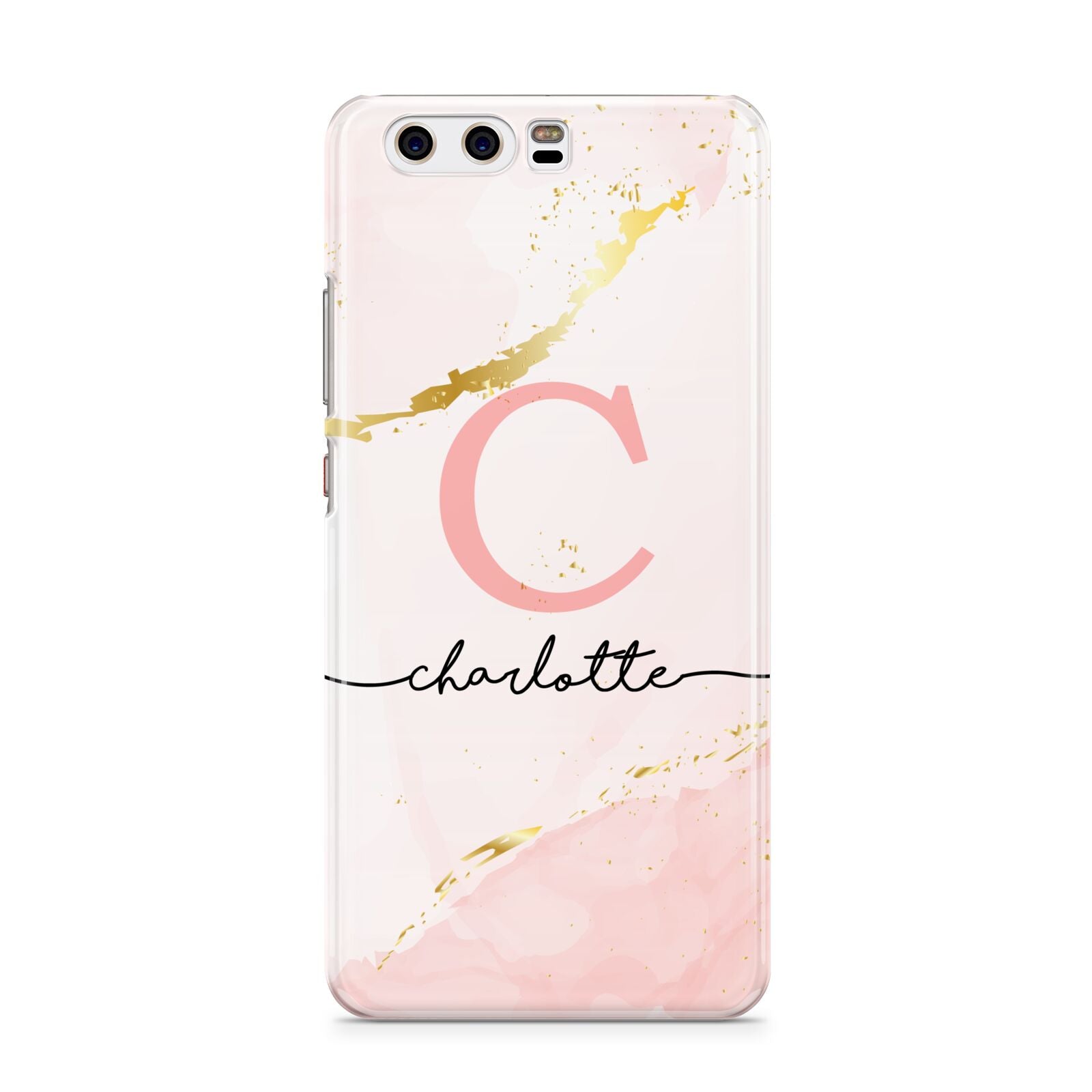 Initial Pink Gold Watercolour Custom Marble Huawei P10 Phone Case