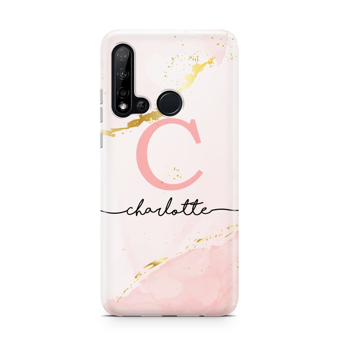 Initial Pink Gold Watercolour Custom Marble Huawei P20 Lite 5G Phone Case