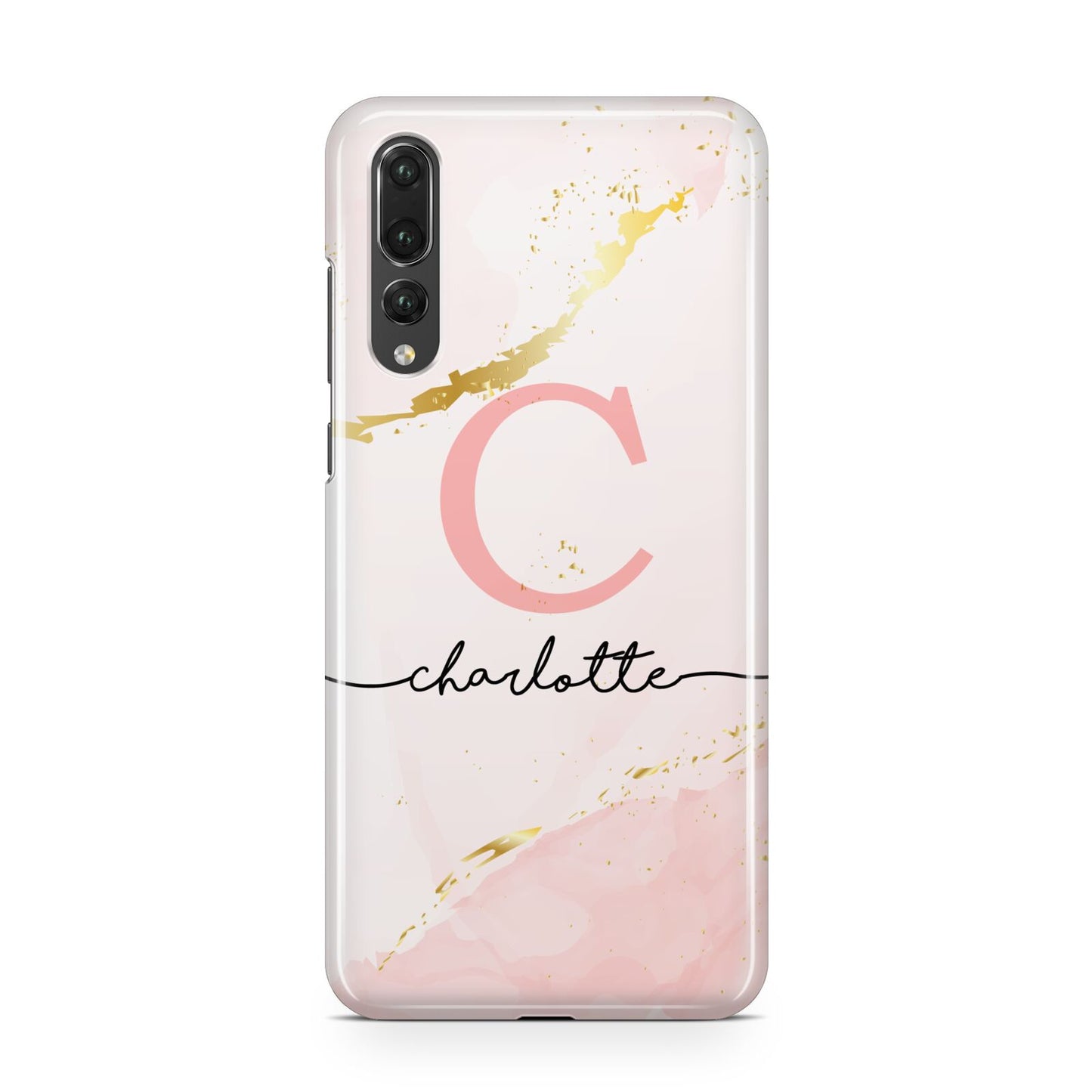 Initial Pink Gold Watercolour Custom Marble Huawei P20 Pro Phone Case