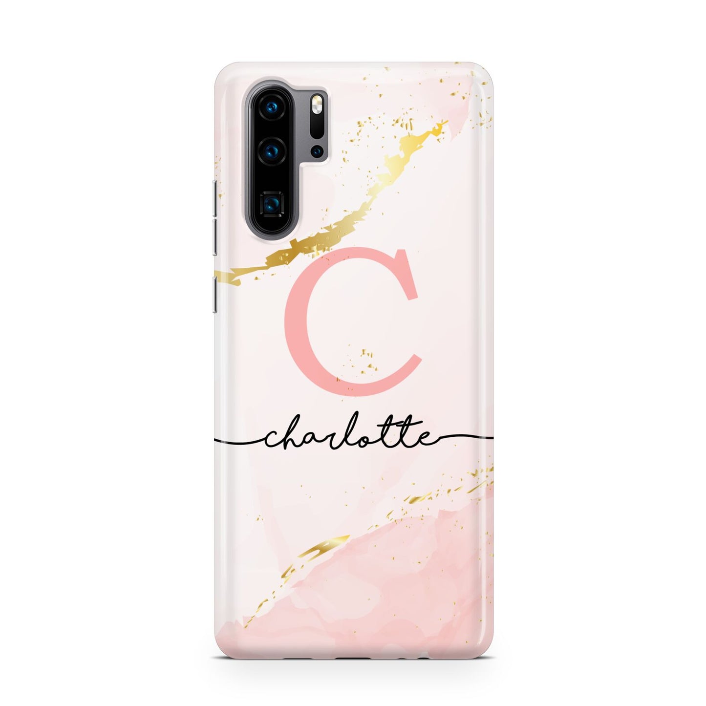 Initial Pink Gold Watercolour Custom Marble Huawei P30 Pro Phone Case