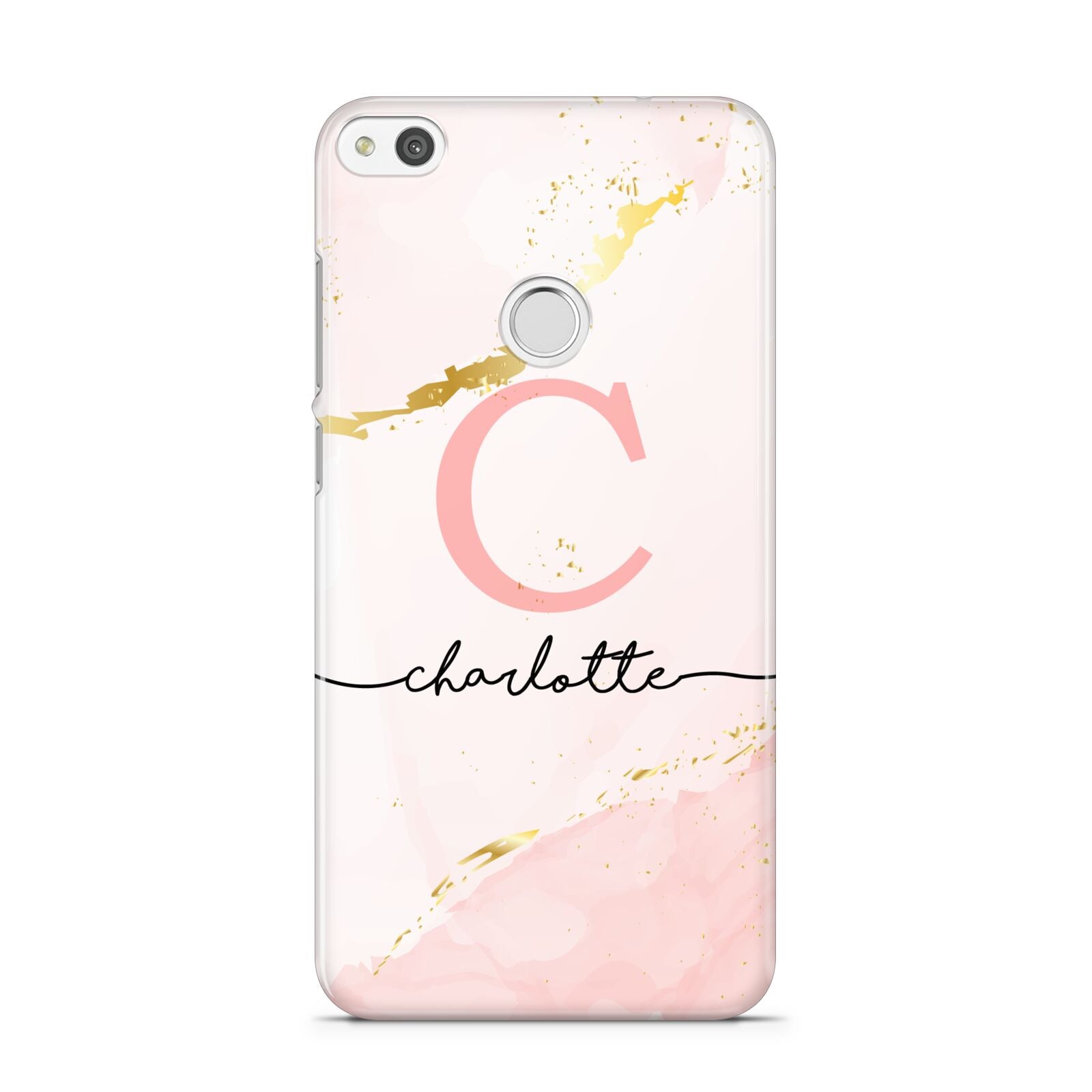 Initial Pink Gold Watercolour Custom Marble Huawei P8 Lite Case