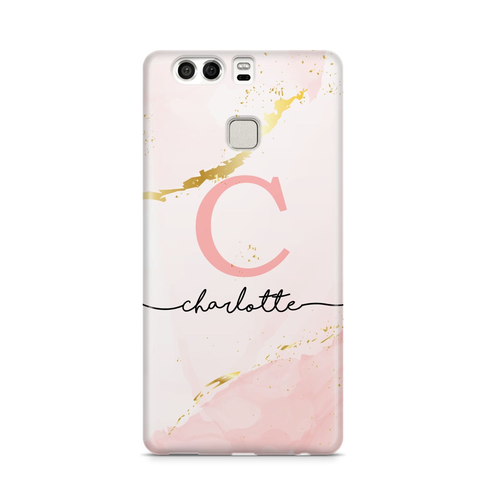 Initial Pink Gold Watercolour Custom Marble Huawei P9 Case