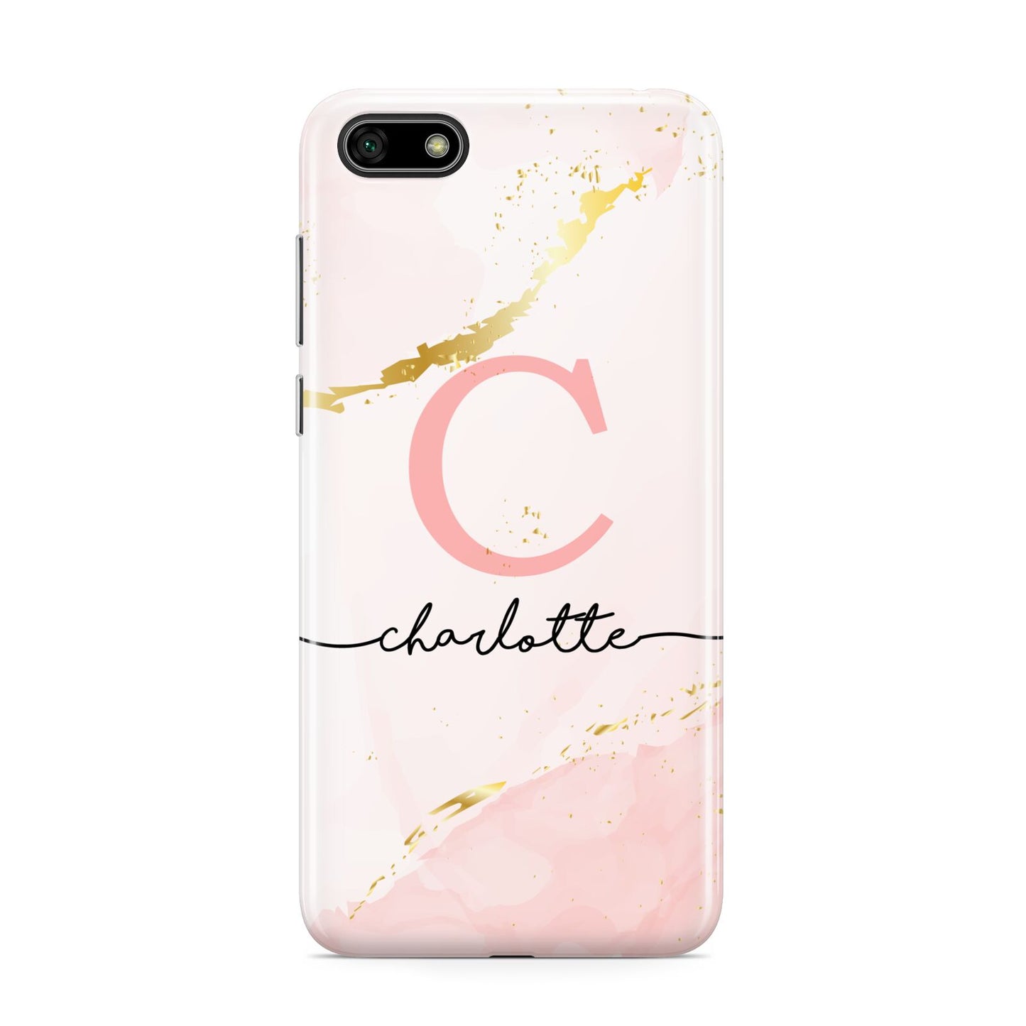 Initial Pink Gold Watercolour Custom Marble Huawei Y5 Prime 2018 Phone Case