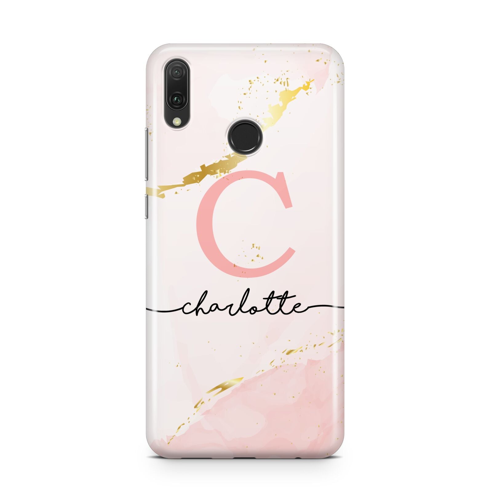 Initial Pink Gold Watercolour Custom Marble Huawei Y9 2019