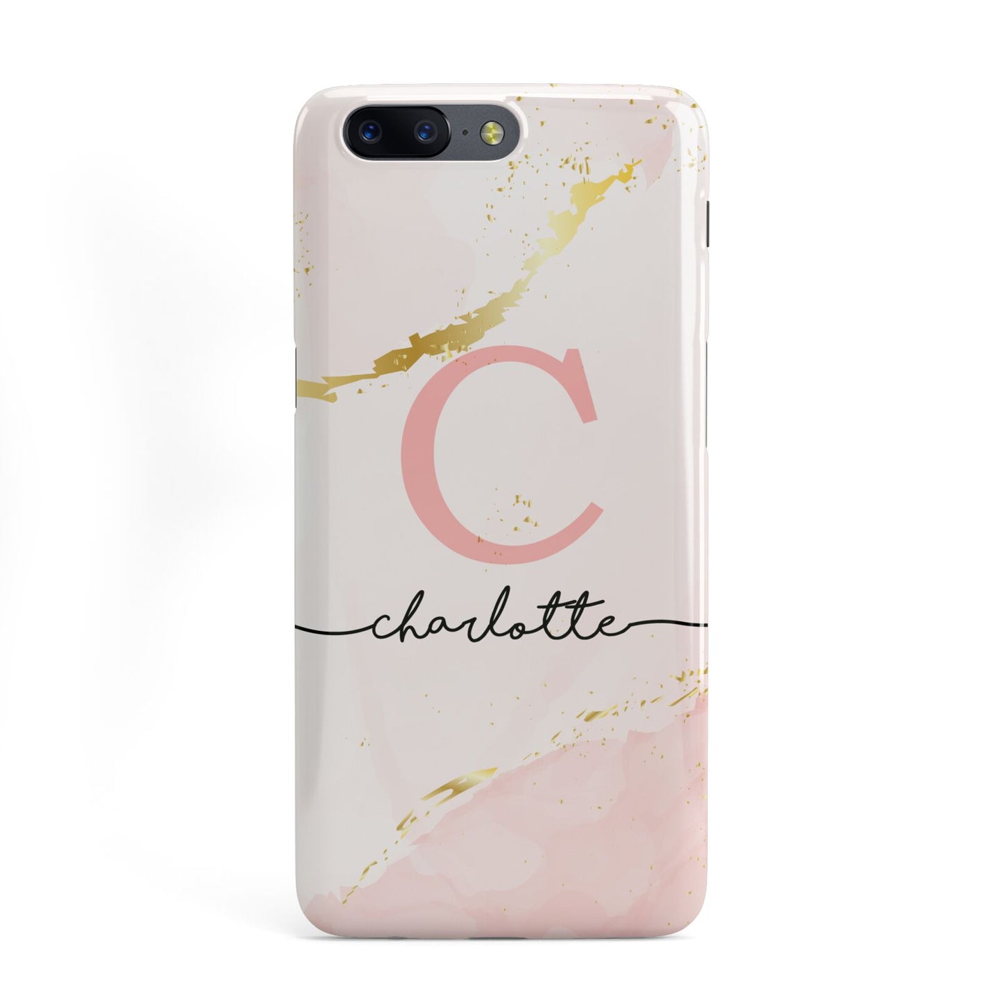 Initial Pink Gold Watercolour Custom Marble OnePlus Case