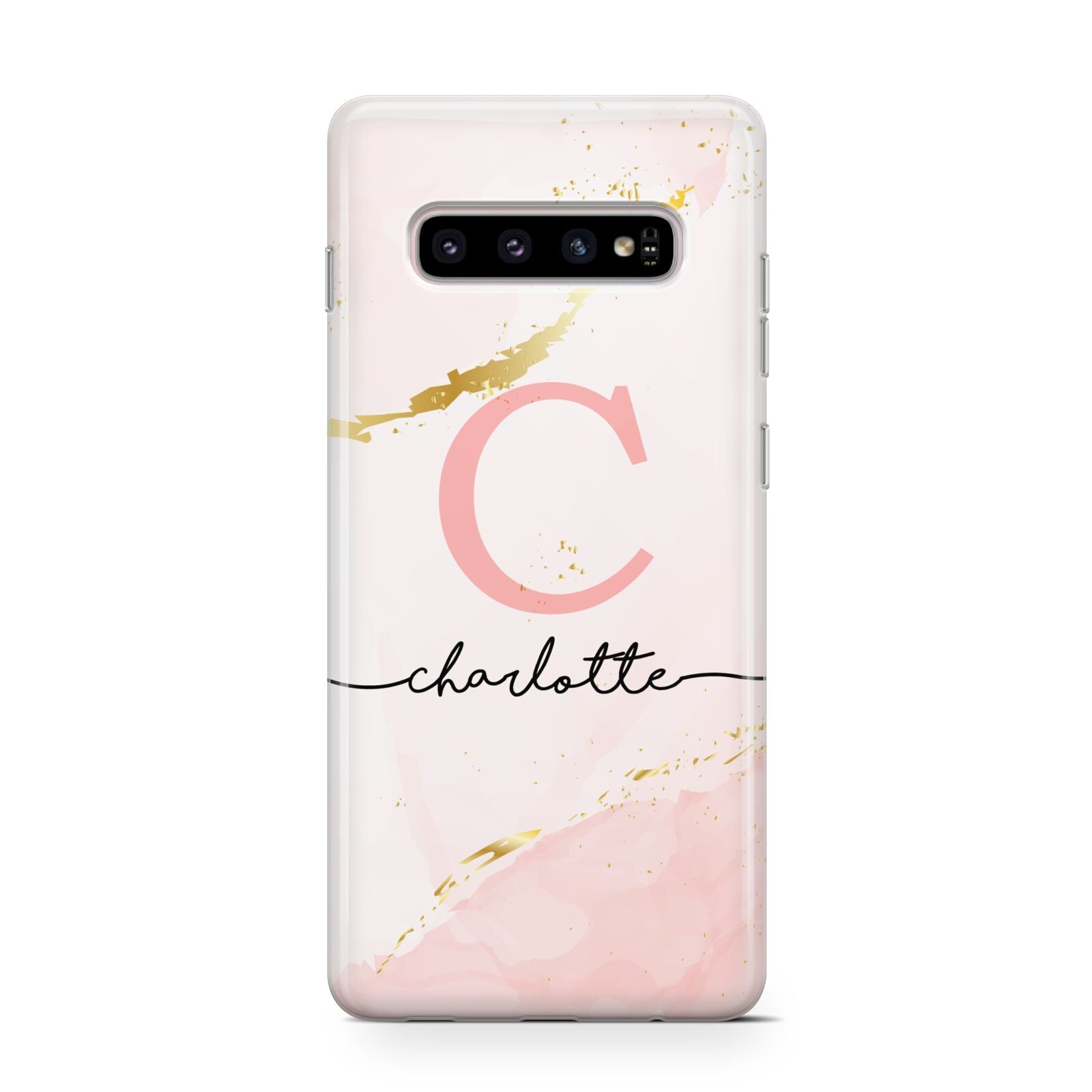 Initial Pink Gold Watercolour Custom Marble Protective Samsung Galaxy Case