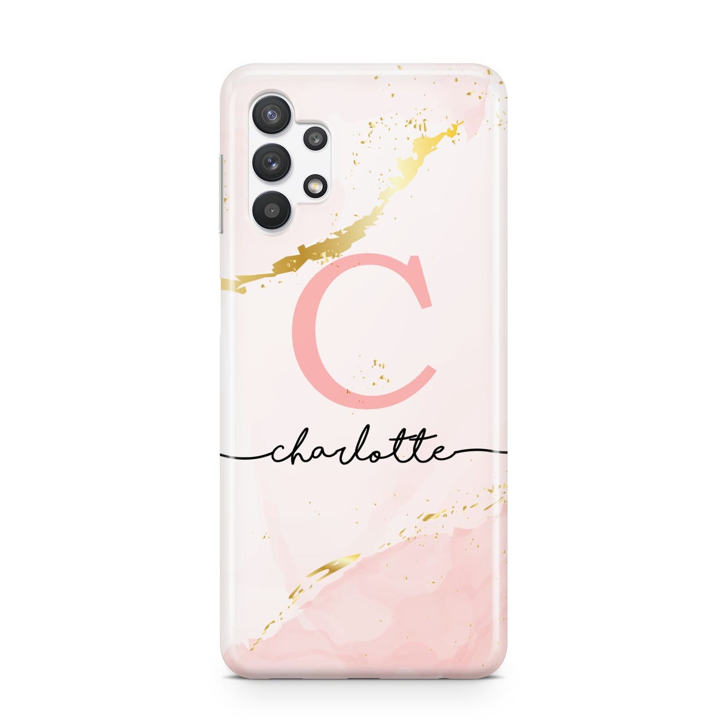 Initial Pink Gold Watercolour Custom Marble Samsung A32 5G Case