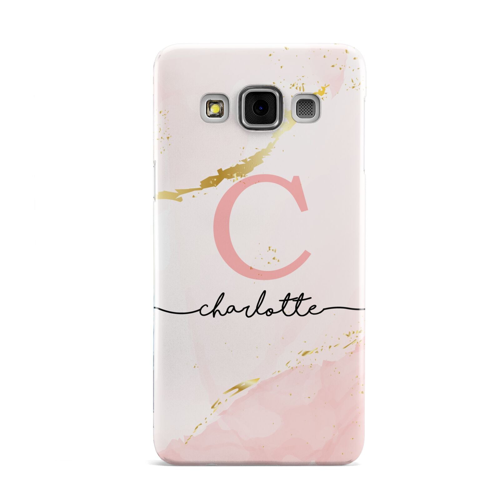 Initial Pink Gold Watercolour Custom Marble Samsung Galaxy A3 Case