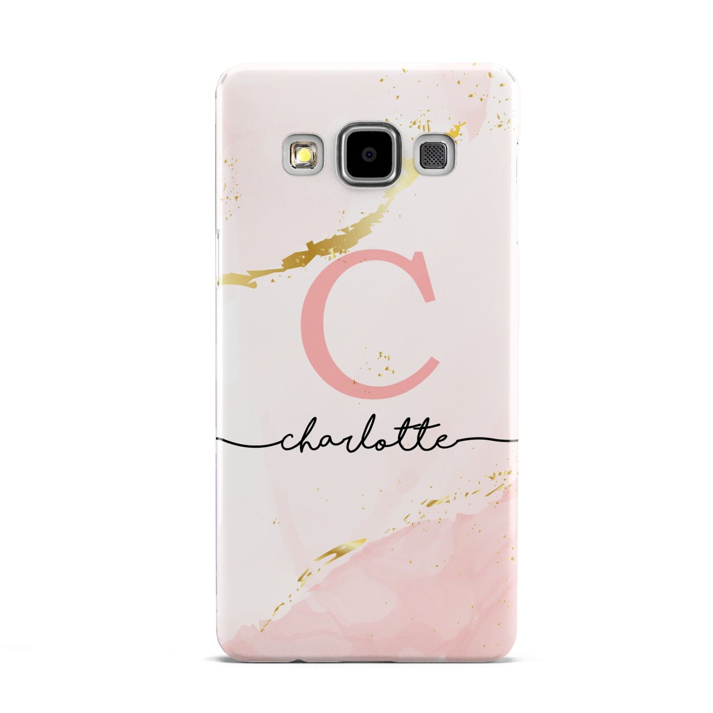 Initial Pink Gold Watercolour Custom Marble Samsung Galaxy A5 Case