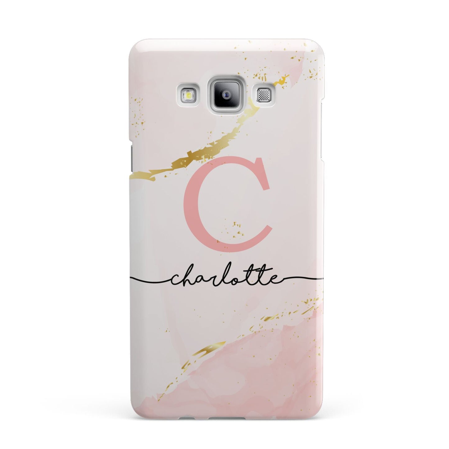 Initial Pink Gold Watercolour Custom Marble Samsung Galaxy A7 2015 Case