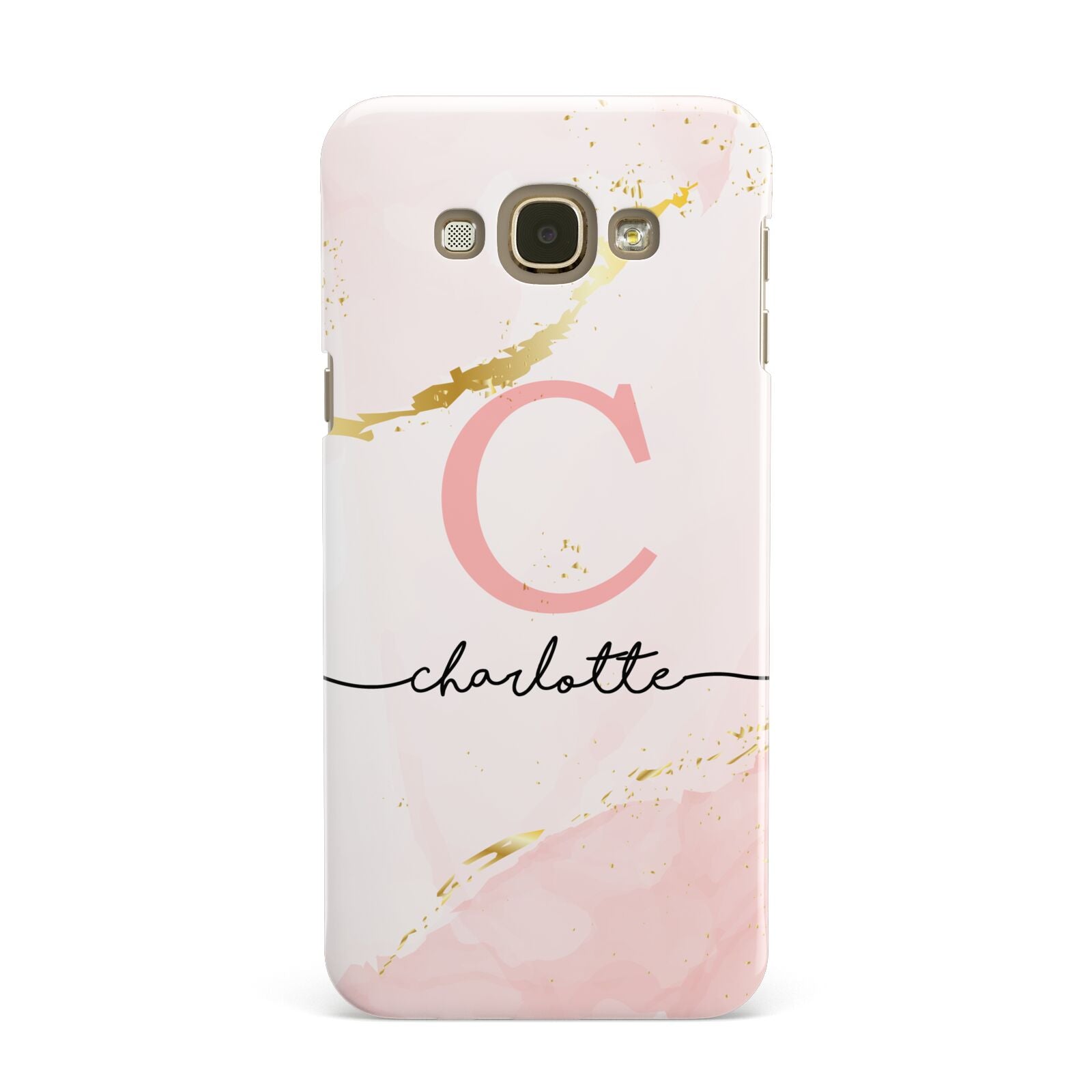 Initial Pink Gold Watercolour Custom Marble Samsung Galaxy A8 Case