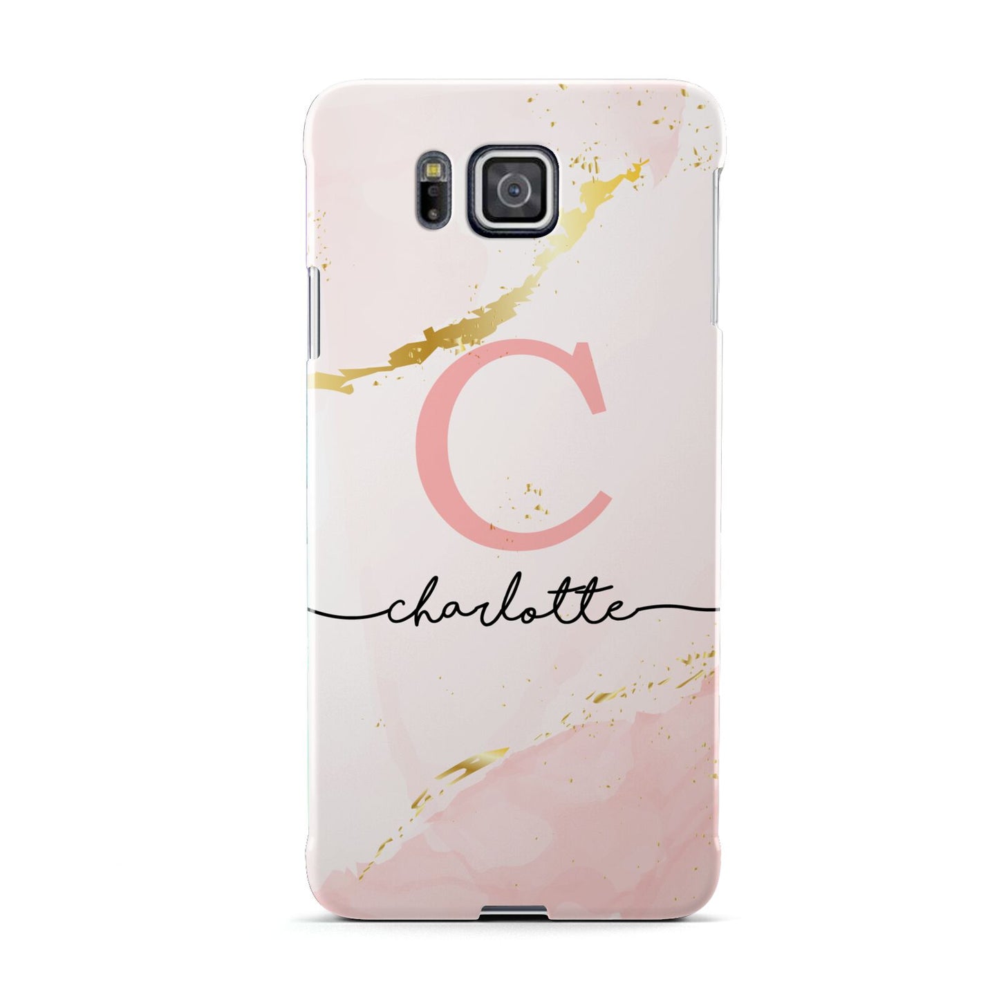 Initial Pink Gold Watercolour Custom Marble Samsung Galaxy Alpha Case