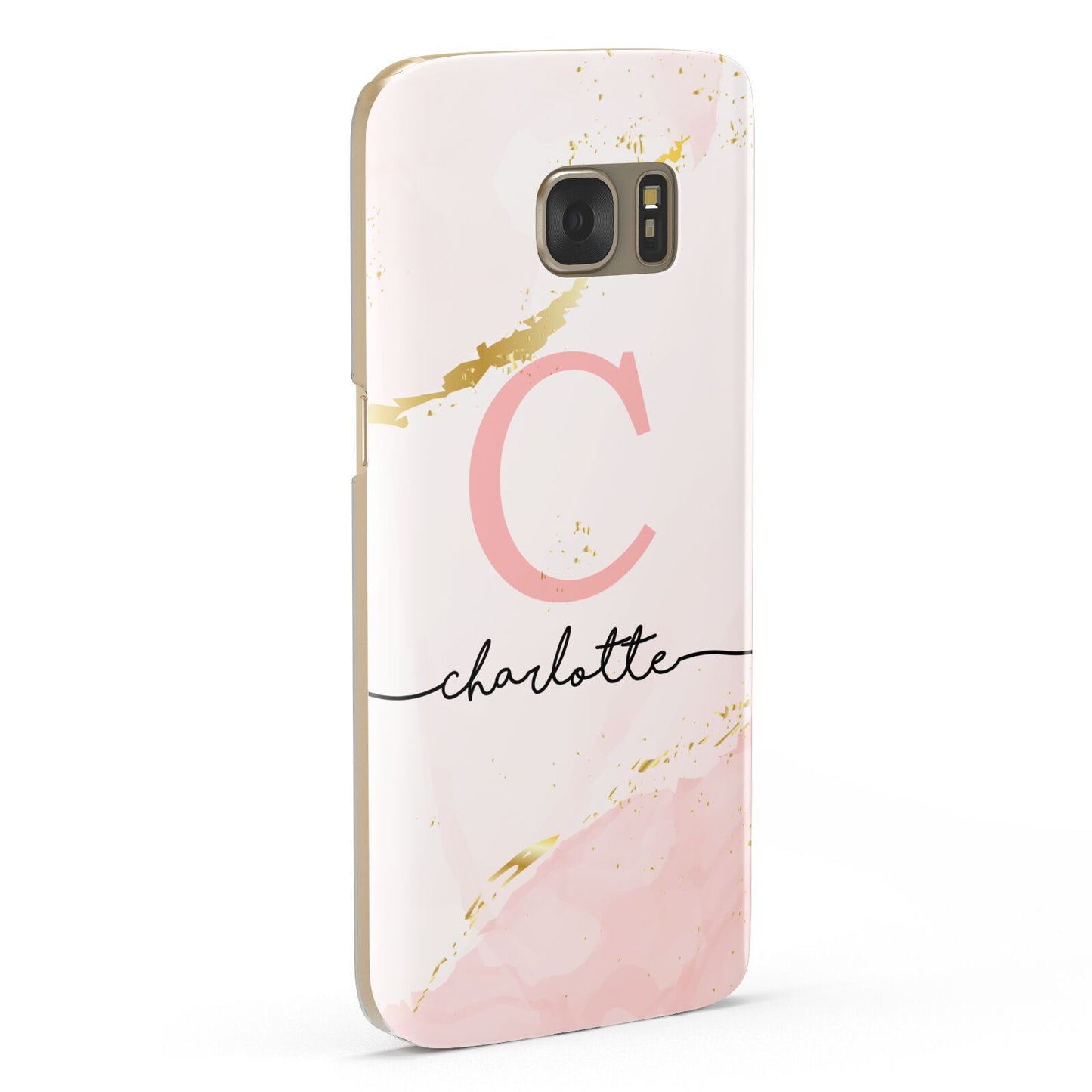 Initial Pink Gold Watercolour Custom Marble Samsung Galaxy Case Fourty Five Degrees