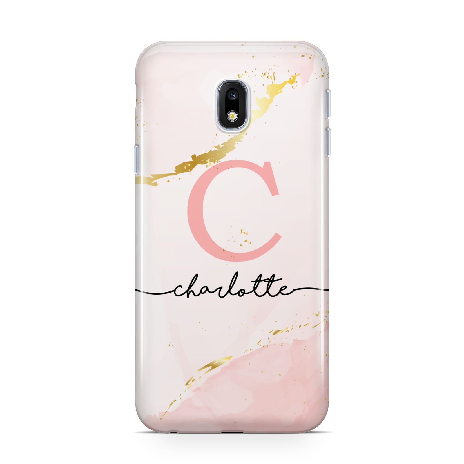 Initial Pink Gold Watercolour Custom Marble Samsung Galaxy J3 2017 Case