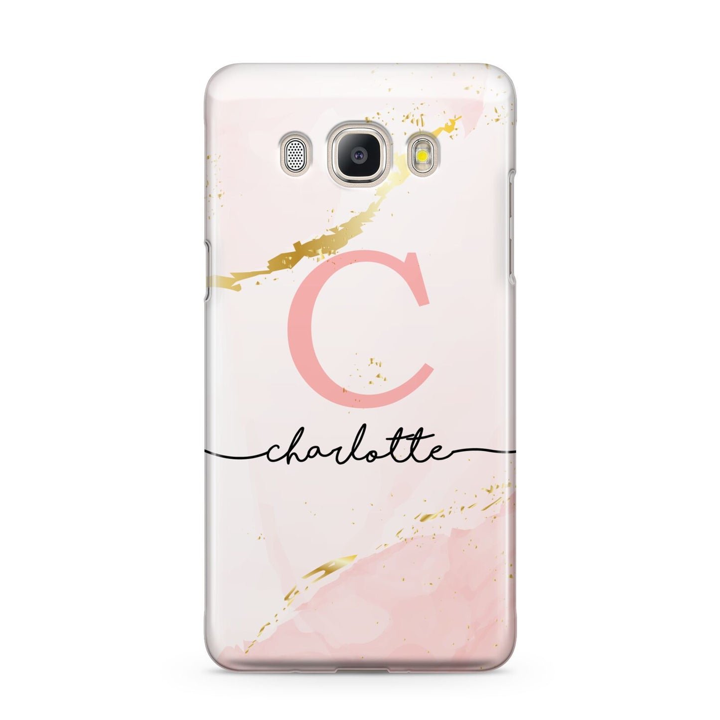 Initial Pink Gold Watercolour Custom Marble Samsung Galaxy J5 2016 Case