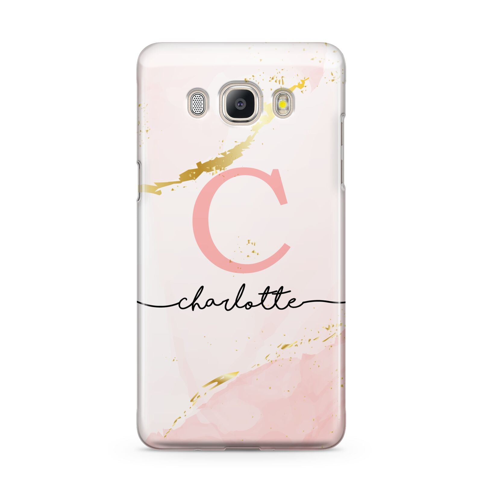 Initial Pink Gold Watercolour Custom Marble Samsung Galaxy J5 2016 Case