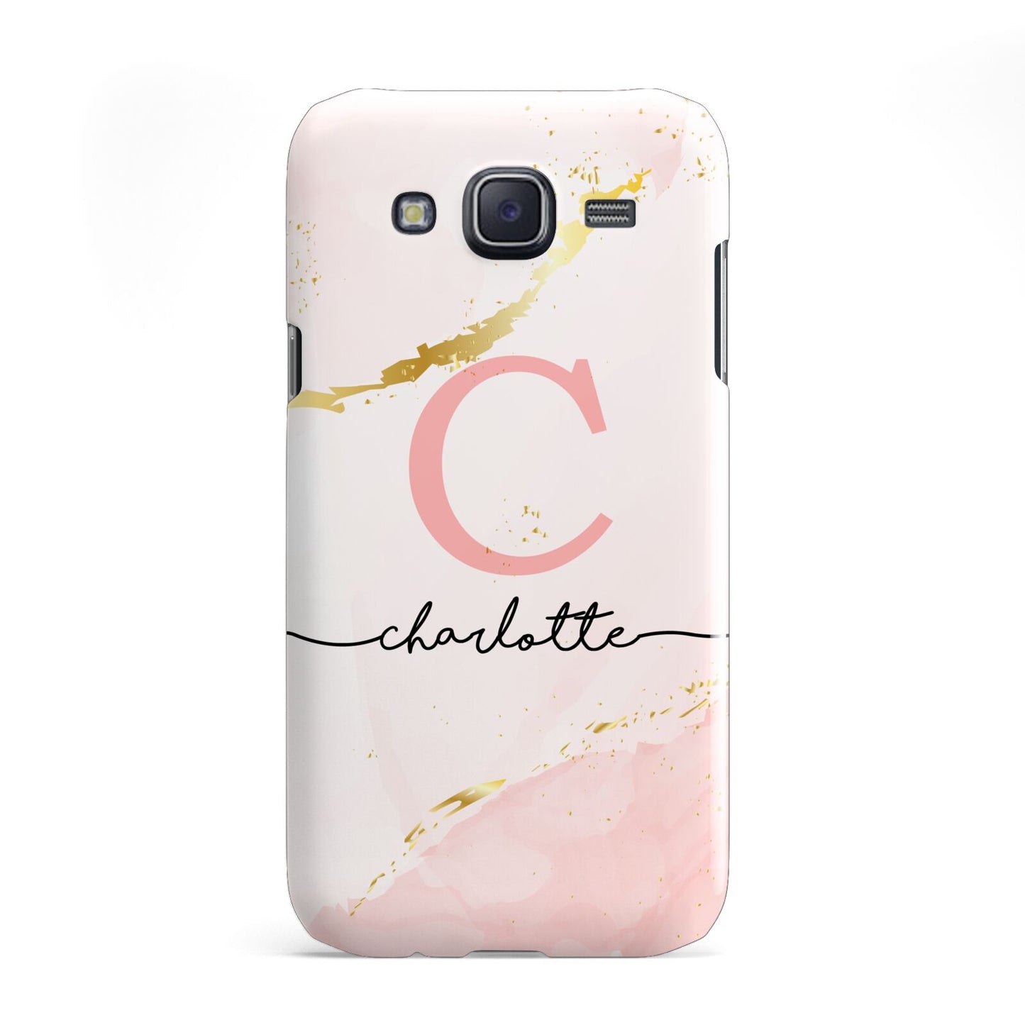 Initial Pink Gold Watercolour Custom Marble Samsung Galaxy J5 Case