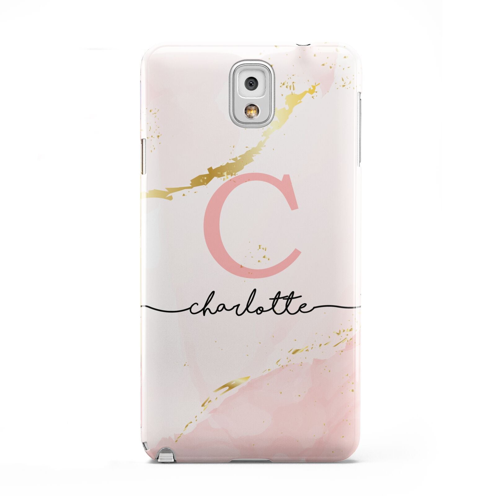 Initial Pink Gold Watercolour Custom Marble Samsung Galaxy Note 3 Case