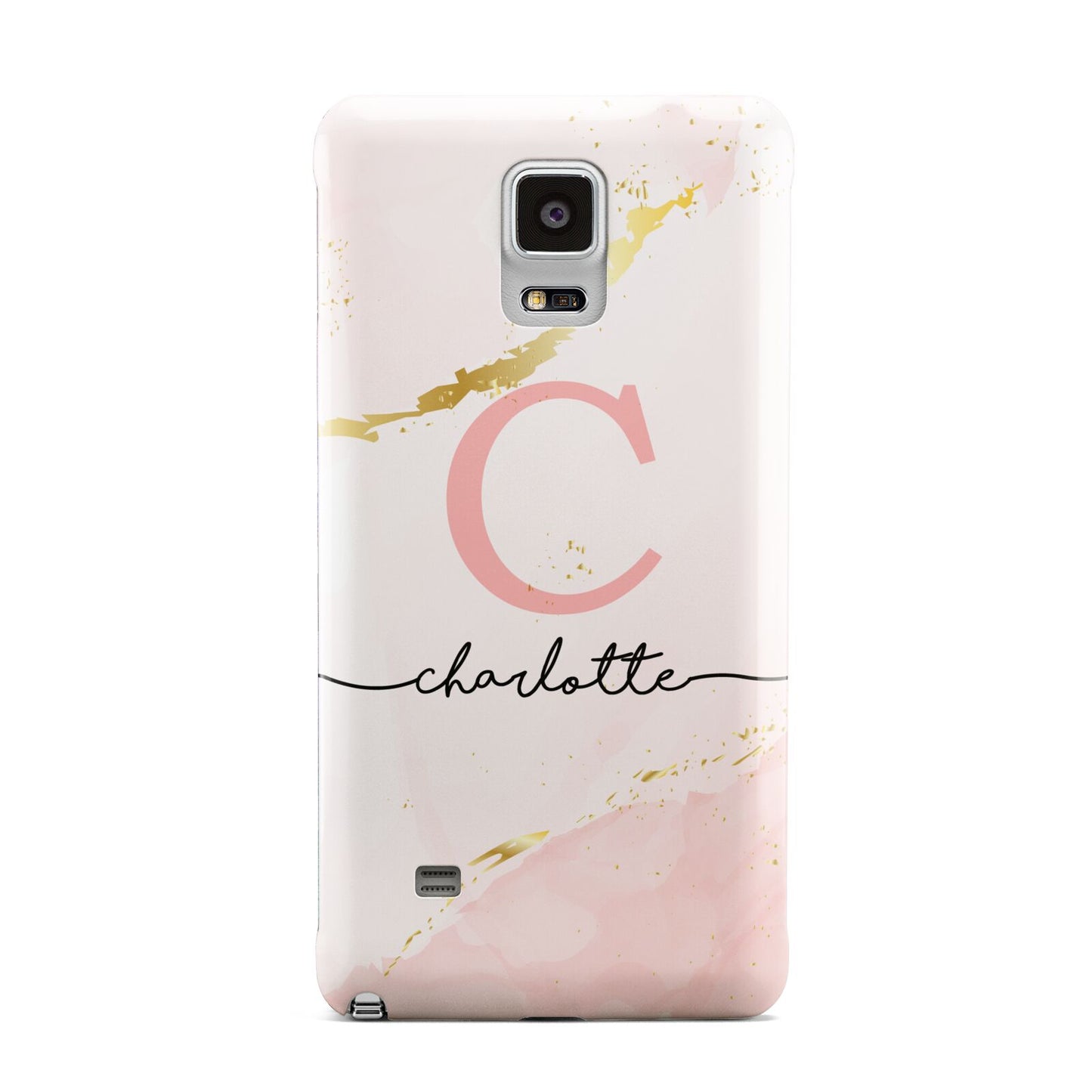 Initial Pink Gold Watercolour Custom Marble Samsung Galaxy Note 4 Case