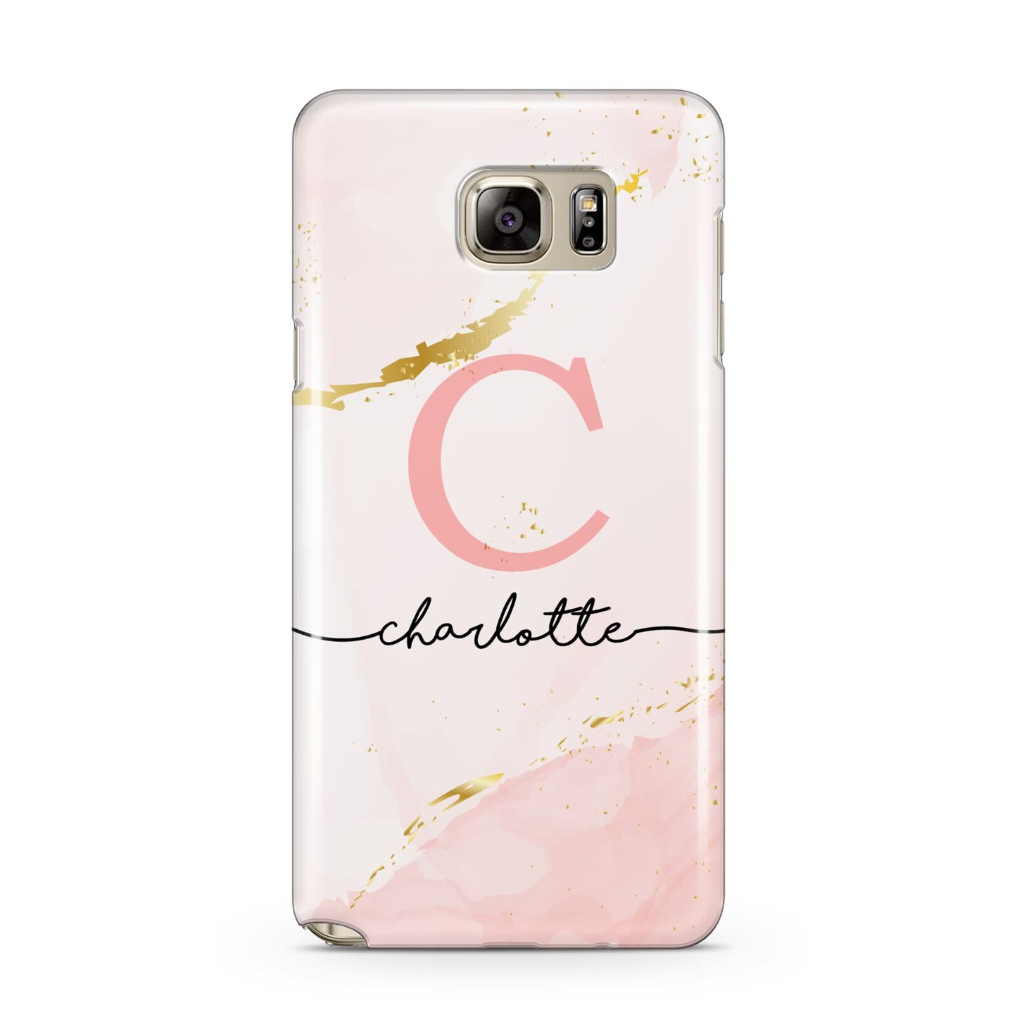 Initial Pink Gold Watercolour Custom Marble Samsung Galaxy Note 5 Case