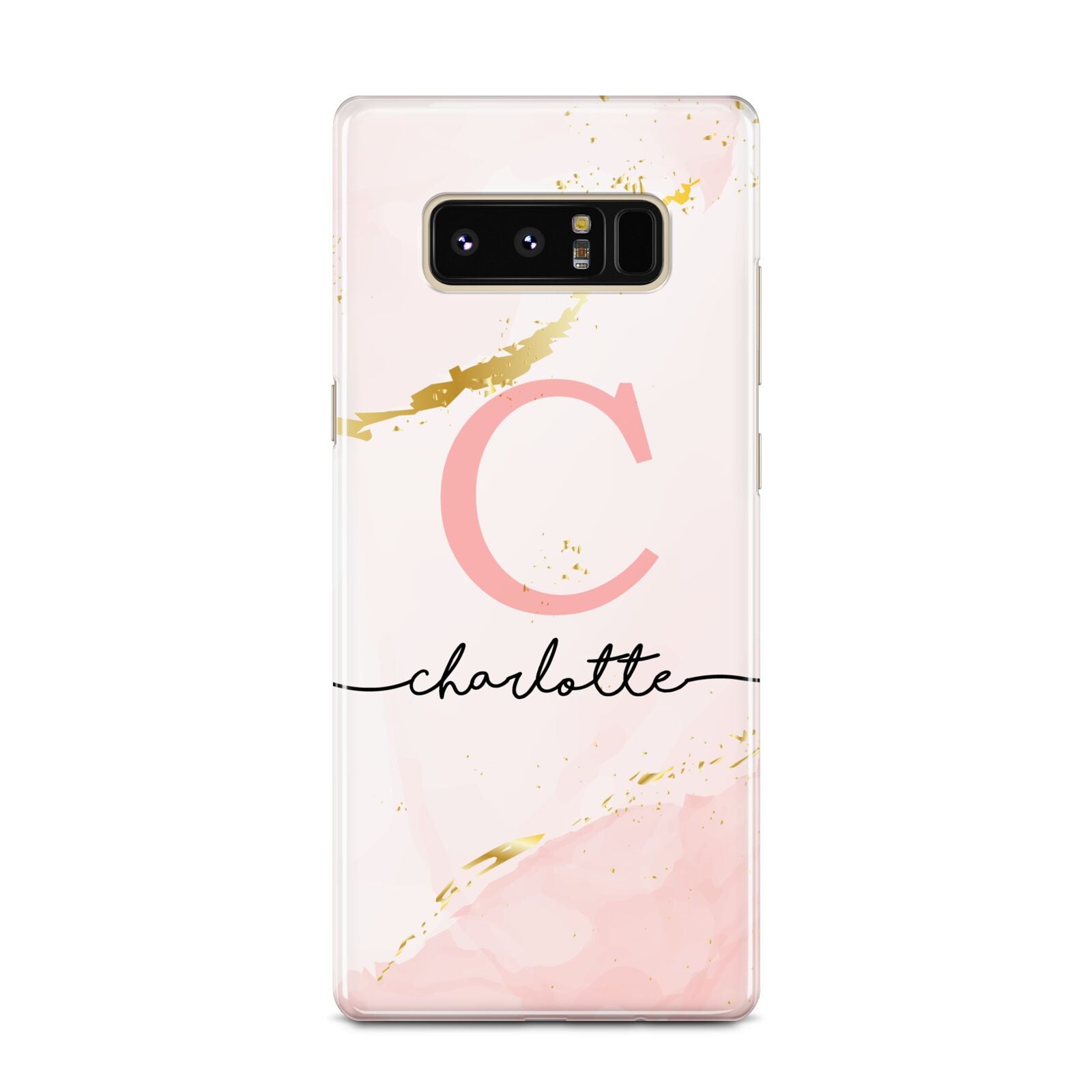 Initial Pink Gold Watercolour Custom Marble Samsung Galaxy Note 8 Case