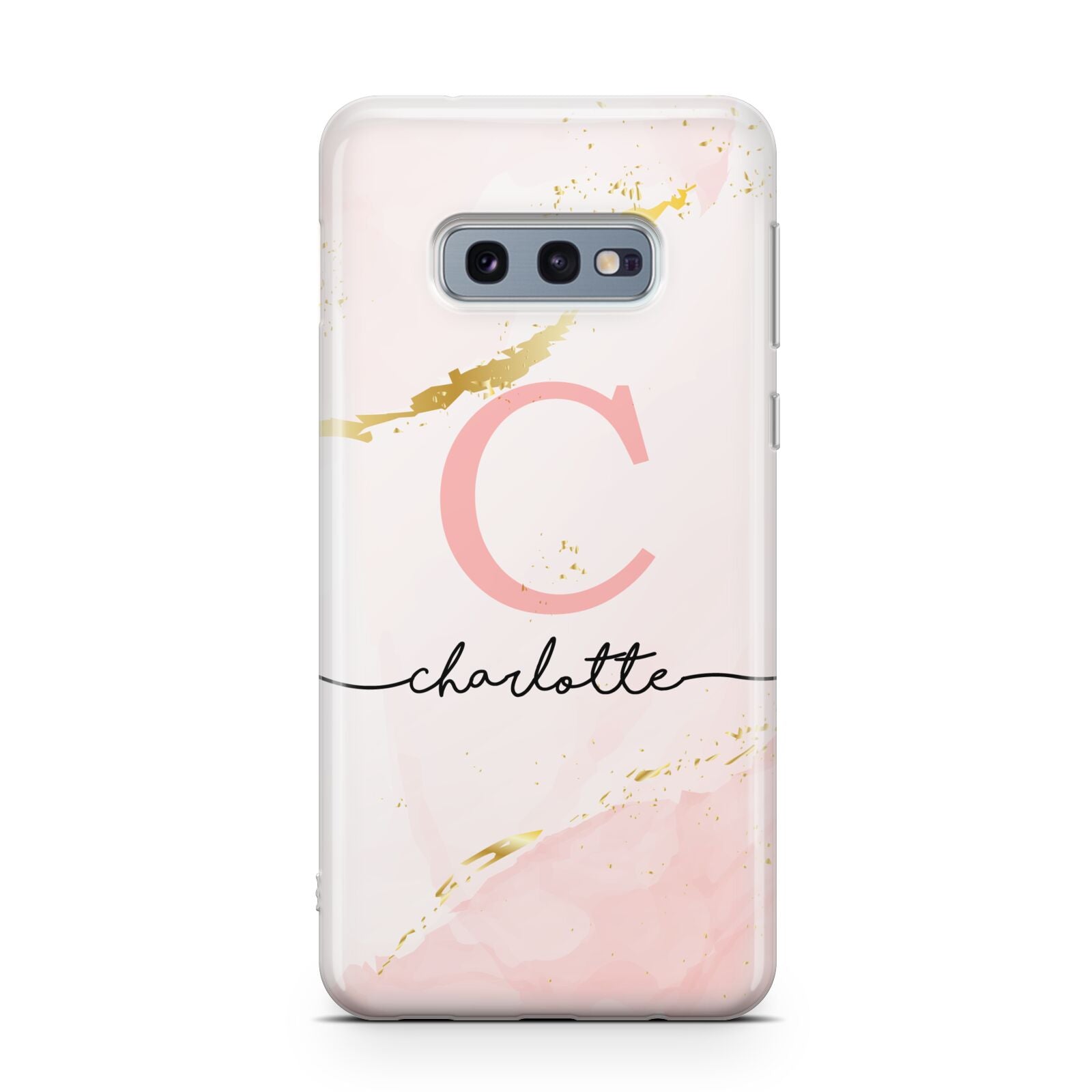 Initial Pink Gold Watercolour Custom Marble Samsung Galaxy S10E Case