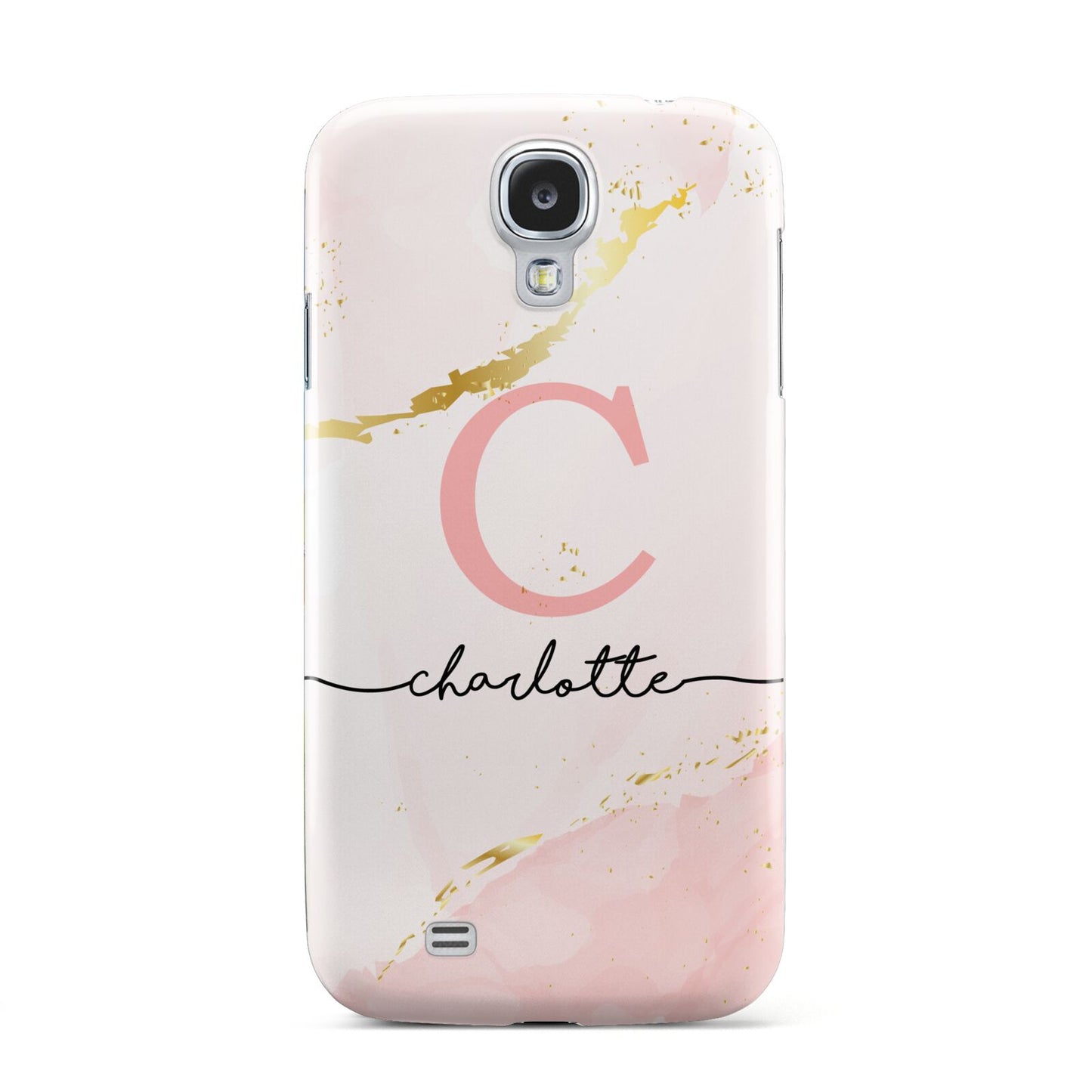 Initial Pink Gold Watercolour Custom Marble Samsung Galaxy S4 Case