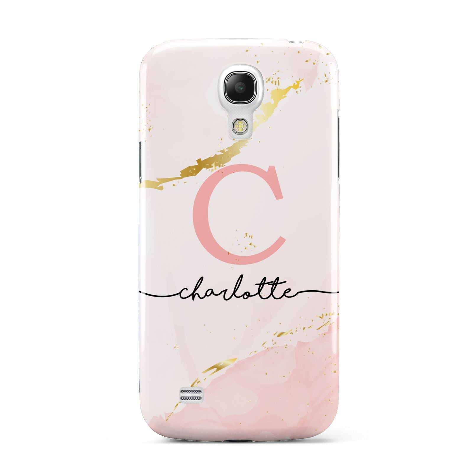 Initial Pink Gold Watercolour Custom Marble Samsung Galaxy S4 Mini Case