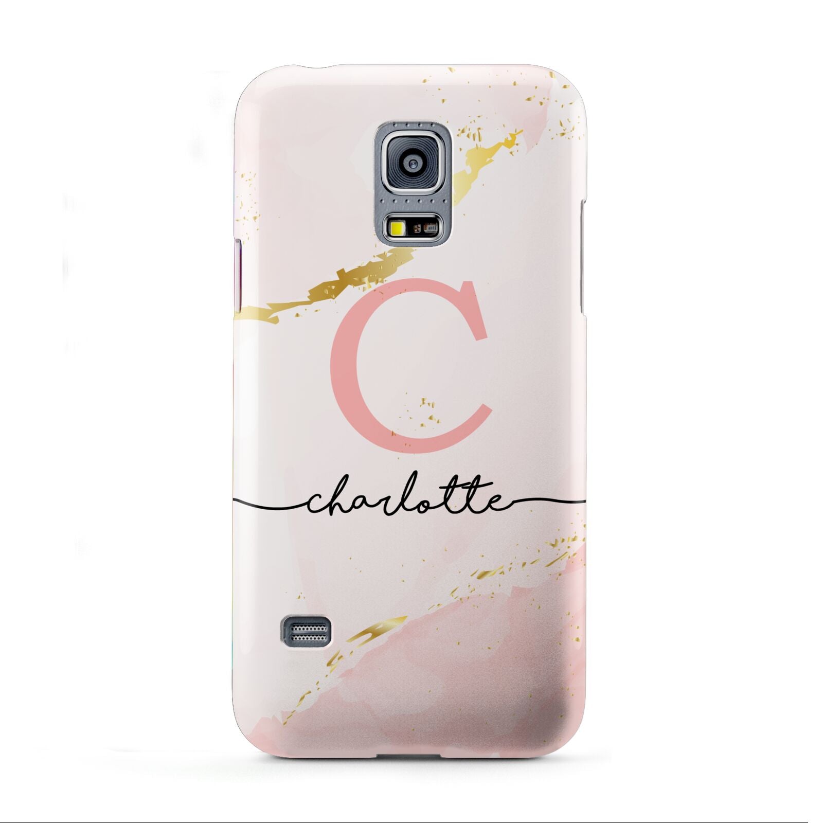 Initial Pink Gold Watercolour Custom Marble Samsung Galaxy S5 Mini Case