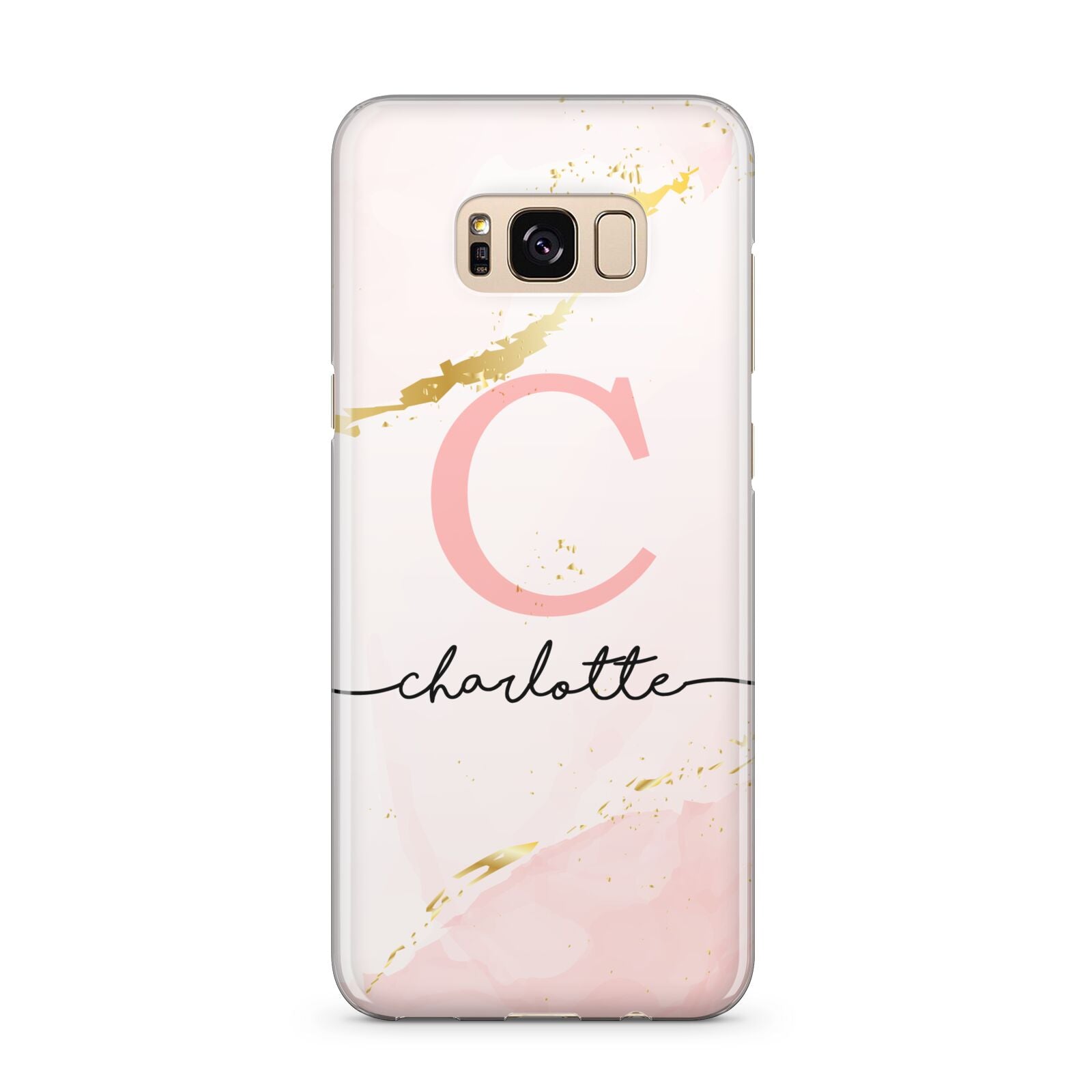 Initial Pink Gold Watercolour Custom Marble Samsung Galaxy S8 Plus Case