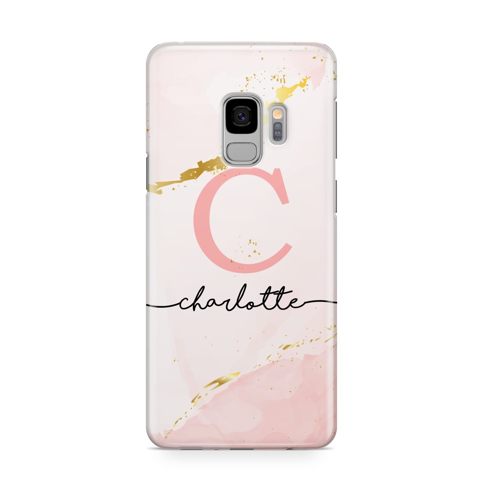 Initial Pink Gold Watercolour Custom Marble Samsung Galaxy S9 Case