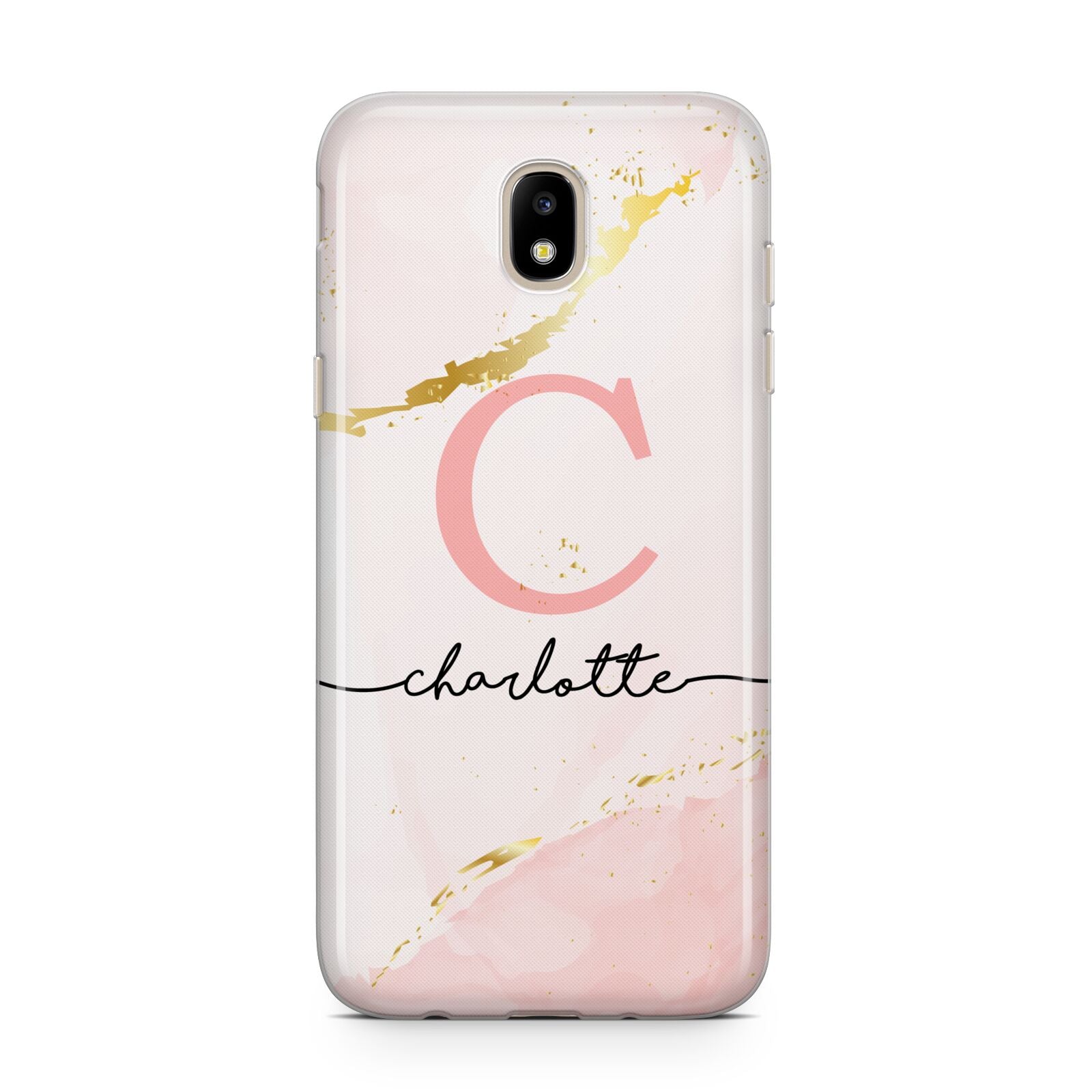 Initial Pink Gold Watercolour Custom Marble Samsung J5 2017 Case