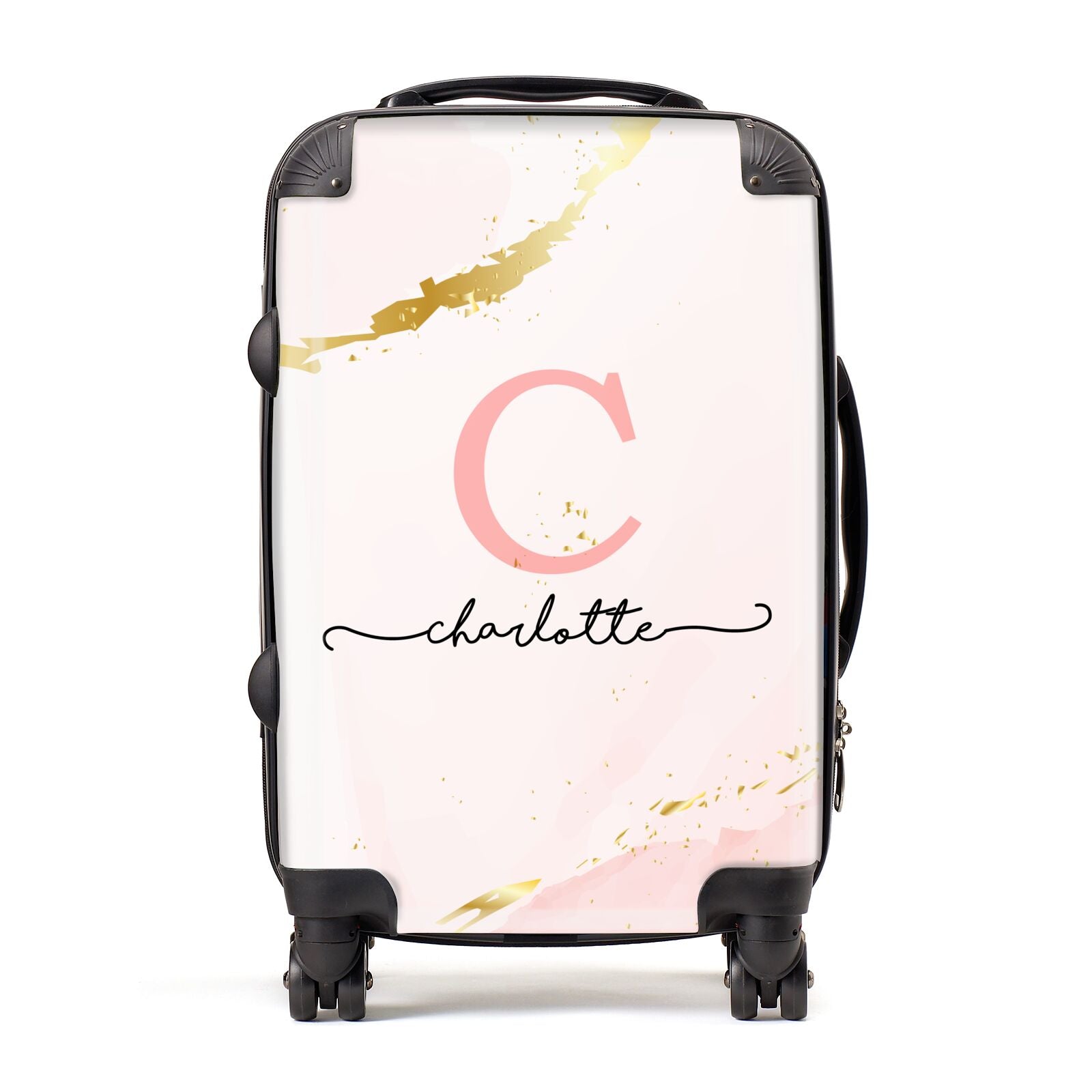 Initial Pink Gold Watercolour Custom Marble Suitcase