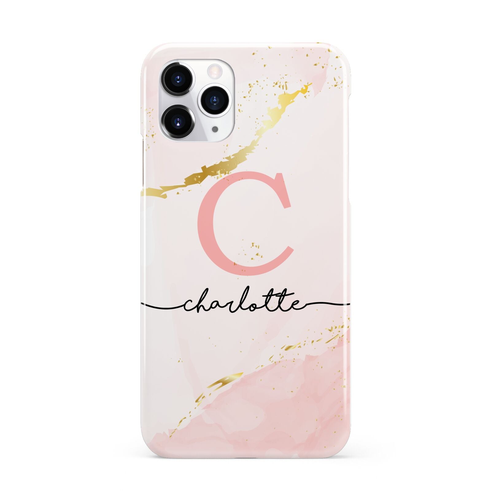 Initial Pink Gold Watercolour Custom Marble iPhone 11 Pro 3D Snap Case