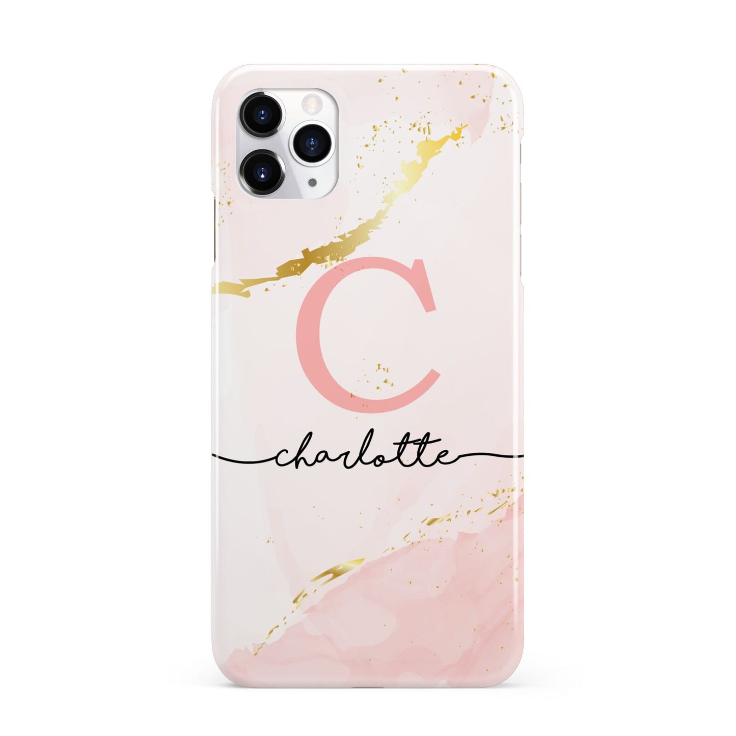 Initial Pink Gold Watercolour Custom Marble iPhone 11 Pro Max 3D Snap Case