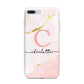 Initial Pink Gold Watercolour Custom Marble iPhone 7 Plus Bumper Case on Silver iPhone