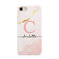 Initial Pink Gold Watercolour Custom Marble iPhone 8 3D Tough Case on Gold Phone