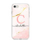 Initial Pink Gold Watercolour Custom Marble iPhone 8 Bumper Case on Silver iPhone