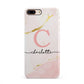 Initial Pink Gold Watercolour Custom Marble iPhone 8 Plus 3D Snap Case on Gold Phone
