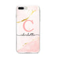 Initial Pink Gold Watercolour Custom Marble iPhone 8 Plus Bumper Case on Silver iPhone
