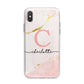 Initial Pink Gold Watercolour Custom Marble iPhone X Bumper Case on Silver iPhone Alternative Image 1