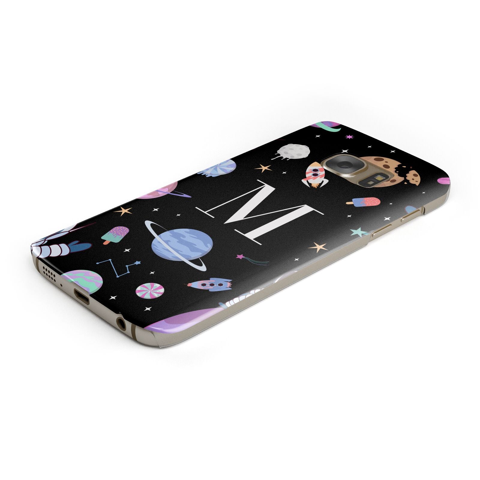 Initialled Candy Space Scene Protective Samsung Galaxy Case Angled Image