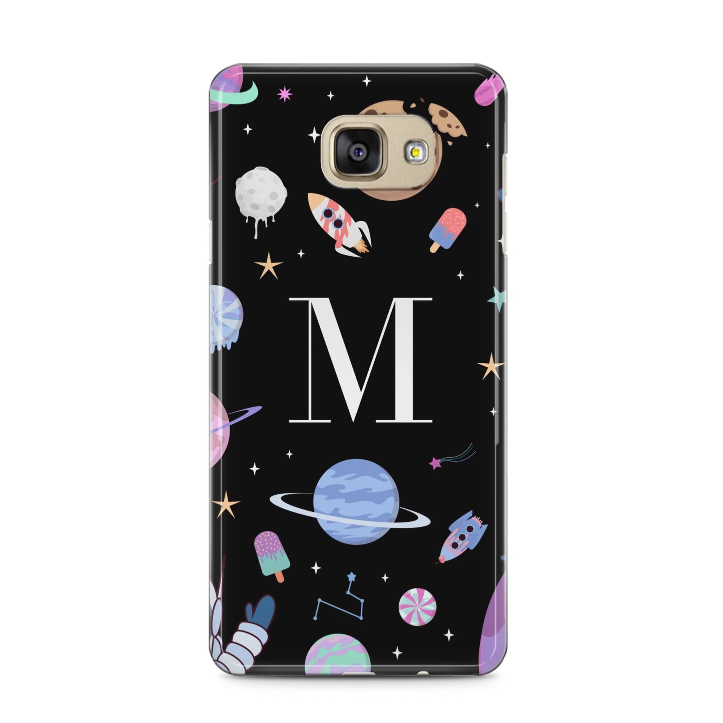 Initialled Candy Space Scene Samsung Galaxy A5 2016 Case on gold phone