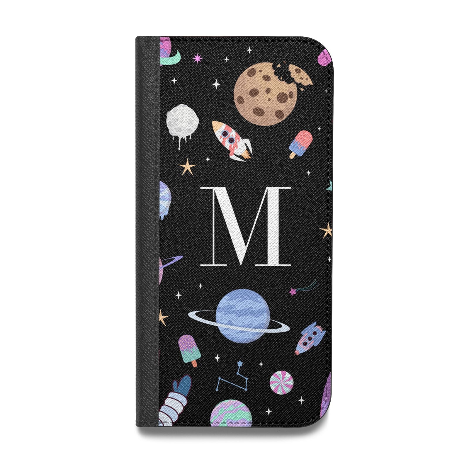 Initialled Candy Space Scene Vegan Leather Flip iPhone Case