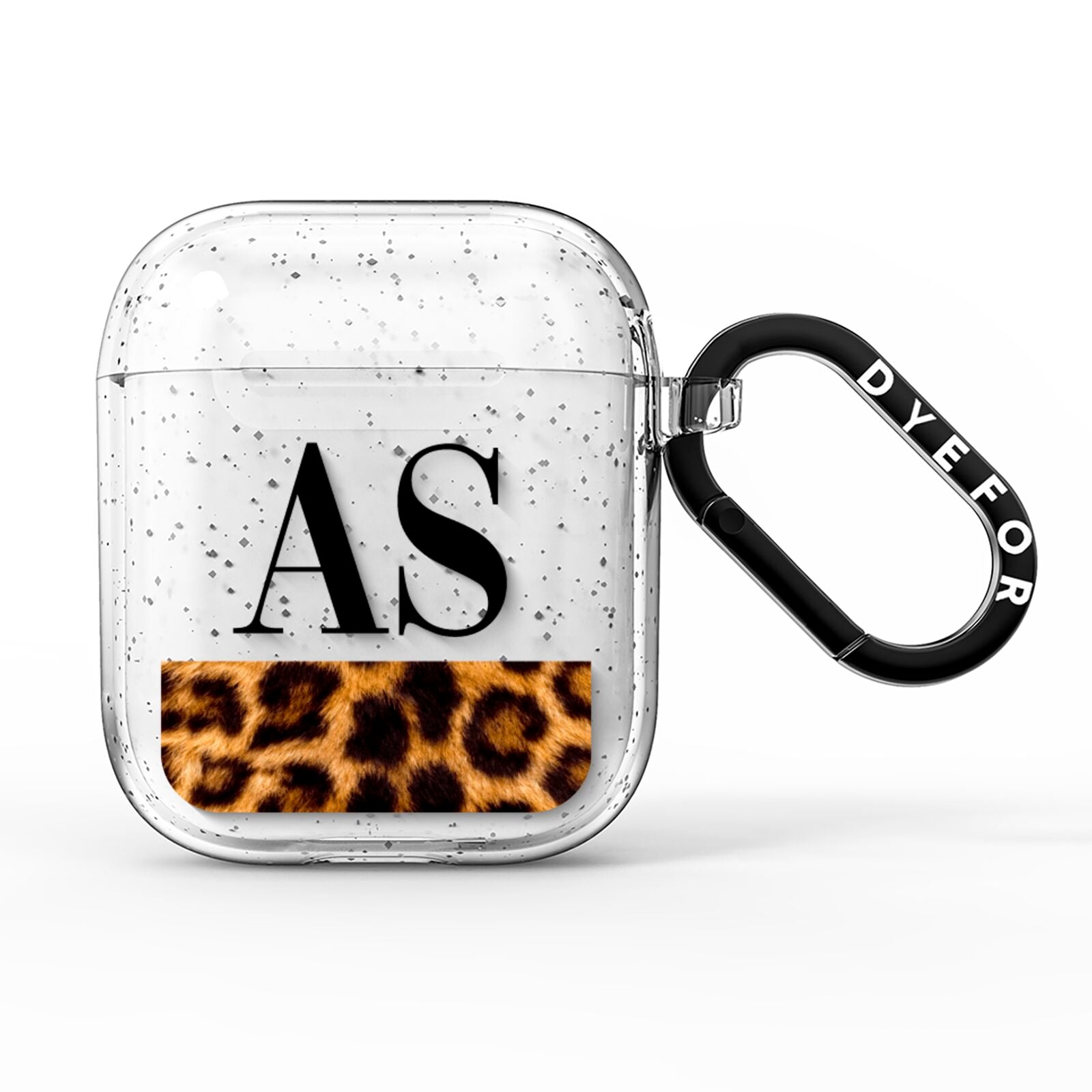 Initialled Leopard Print AirPods Glitter Case