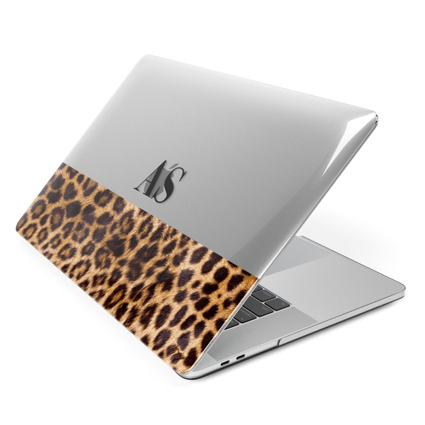 Initialled Leopard Print Apple MacBook Case Side View