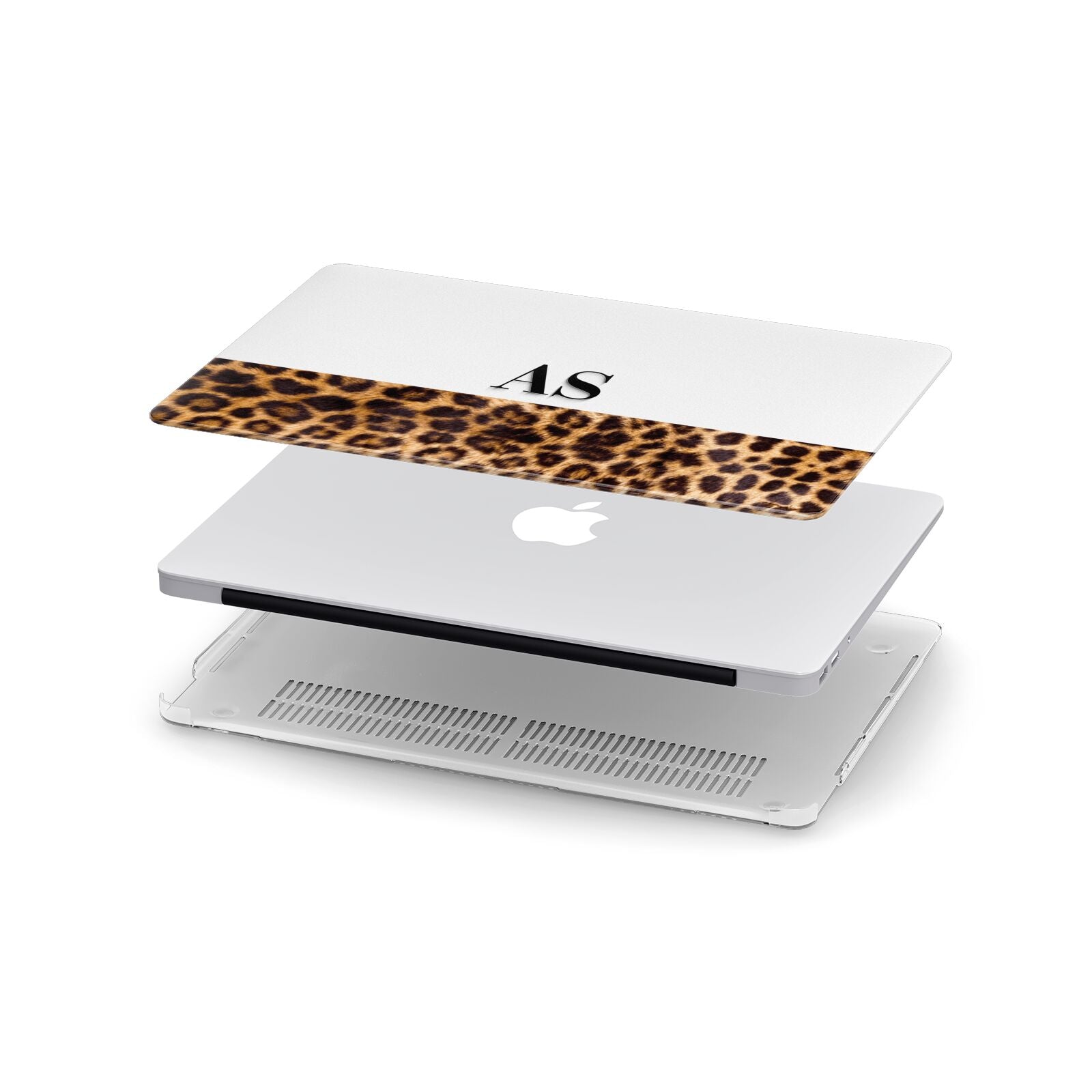 Initialled Leopard Print Apple MacBook Case in Detail